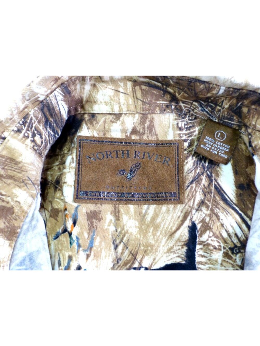 North River Mens Hunting-Themed Button-Up Shirt L 100% Cotton Brown Dogs & Ducks - Picture 5 of 15